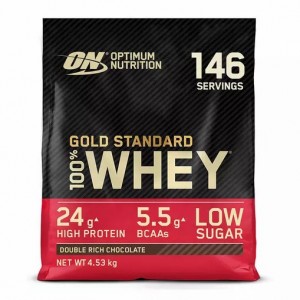 Optimum Nutrition Gold Standard 100% Whey Protein Powder Double Rich Chocolate 4.53 kg (146 Servings) | 32150RLYS