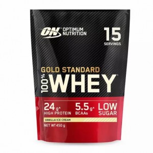 Optimum Nutrition Gold Standard 100% Whey Protein Powder Vanilla Ice Cream 450 grams (15 Shakes) | 48751IMRF