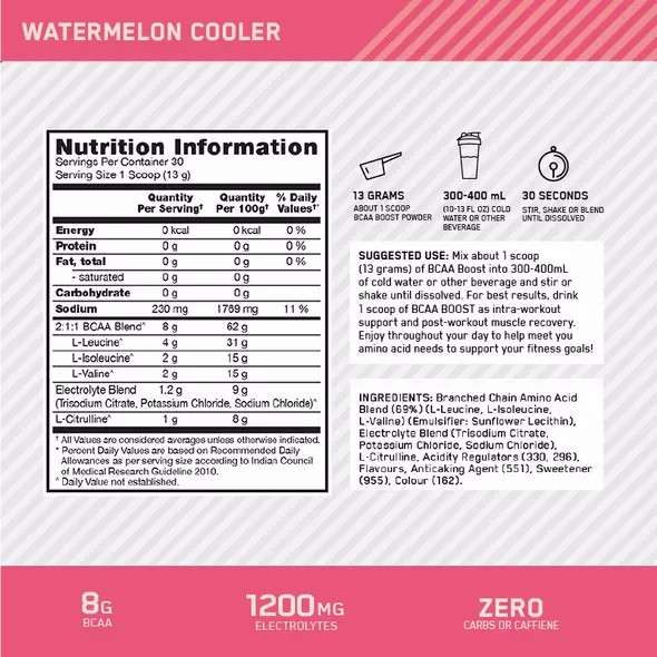 Optimum Nutrition BCAA Boost Watermelon 30 Serves | 19863NDIC