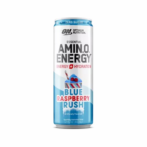 Optimum Nutrition ESSENTIAL AMIN.O. ENERGY+ Electrolytes Sparkling *new* Blue Raspberry Rush 355ml * 12 Cans (12 Servings) | 63580DXWL