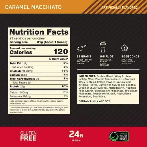 Optimum Nutrition GOLD STANDARD 100% WHEY™ *new* Caramel Macchiato 2 lb (28 Servings) | 82957TWSG