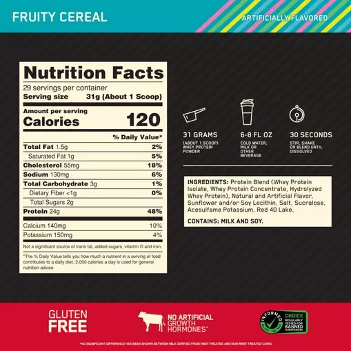 Optimum Nutrition GOLD STANDARD 100% WHEY™ Fruity Cereal 2 lb (29 Servings) | 13247PZWV