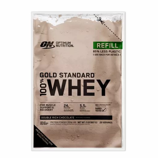 Optimum Nutrition GOLD STANDARD 100% WHEY™ Recyclable Refill Bag Double Rich Chocolate 2 lb (29 Servings) | 60381UJMV