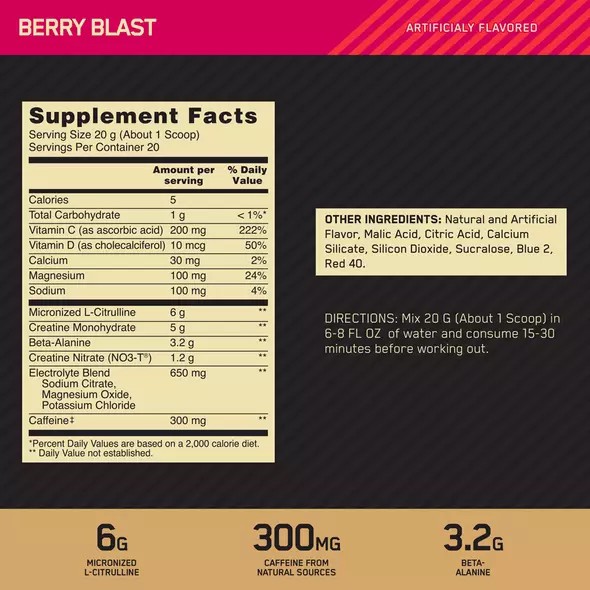 Optimum Nutrition GOLD STANDARD® Pre Advanced Berry Blast 0.88 lb (20 Servings) | 28937PHZJ