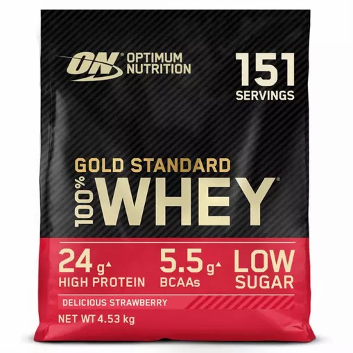 Optimum Nutrition Gold Standard 100% Whey Protein Powder Delicious Strawberry 4.53 kg (151 Servings) | 84306OIGN