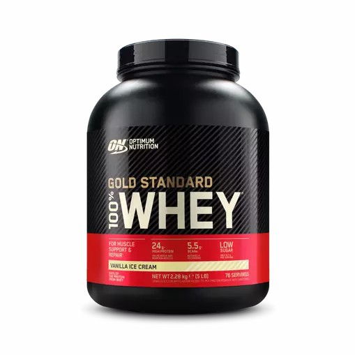 Optimum Nutrition Gold Standard 100% Whey Protein Powder Vanilla Ice Cream 2.28 kg (76 Servings) | 20478GSBT