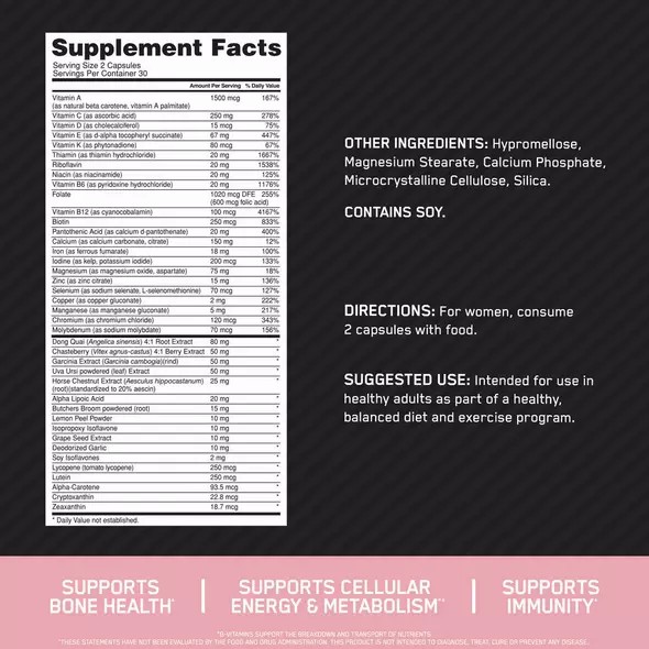 Optimum Nutrition OPTI-WOMEN® Multivitamine Tablets 60 Capsules (30 Servings) | 42036GNYB