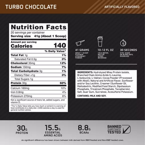 Optimum Nutrition PLATINUM HYDROWHEY™ Turbo Chocolate 1.8 lb - Notify me | 57324CVUE