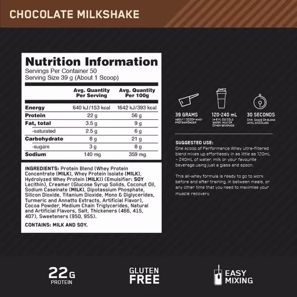 Optimum Nutrition Performance Whey Chocolate 1.95kg | 51702TSPR