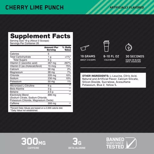 Optimum Nutrition Platinum Igniter Cherry Lime Punch 0.84 lb (20 Servings) | 42956CIKH