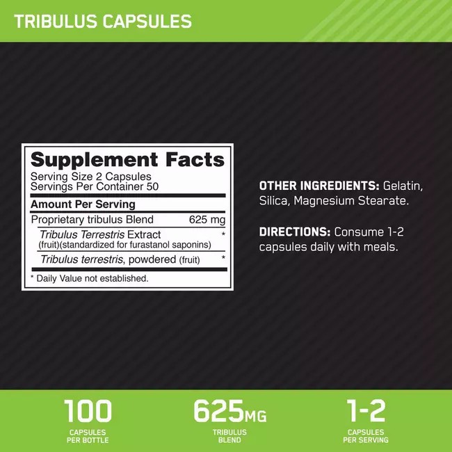 Optimum Nutrition Tribulus Caps 100 Capsules (50 Servings) | 17460ADNY